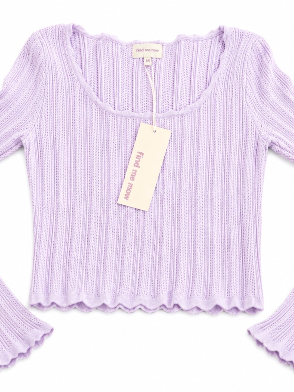 Find Me Now Lilac Tati Ribbed Scoop Neck Sweater MEDIUM
